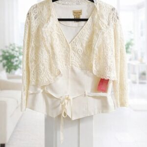 Midnight Velvet Cream Lace Top